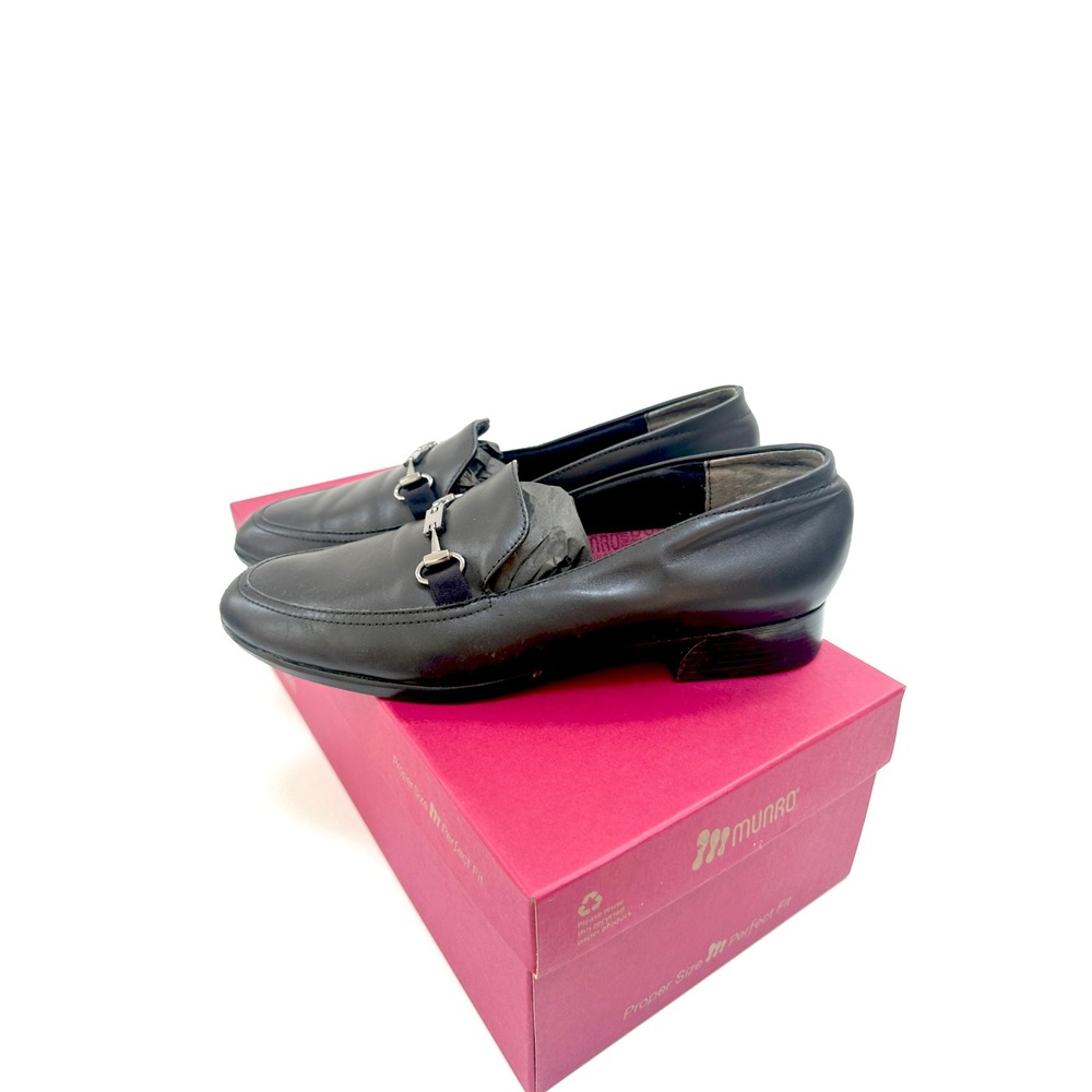 Munro Harrison II Black Leather Loafers Womens 8.5 Narrow Comfort Shoes USA - Picture 7 of 10